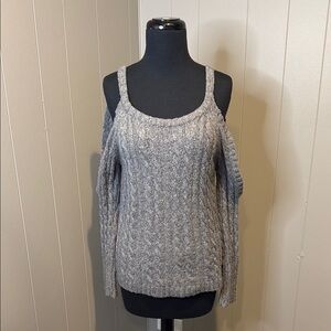 Z Olivaceous Gray Off-the-Shoulder Sweater Cable Knit Straps